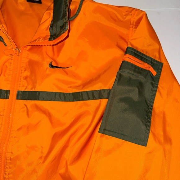 Vintage 90's Windbreaker Jacket NIKE Orange Full Zip Black Tag Size Medium - Picture 5 of 13